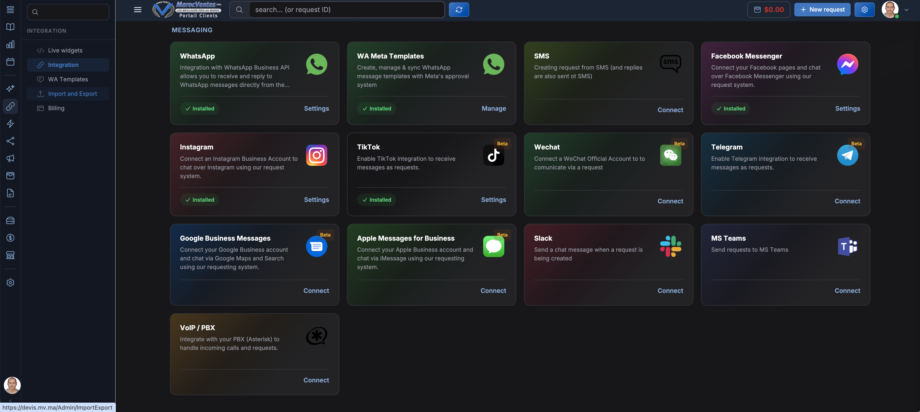 SalesRep Messaging Channels